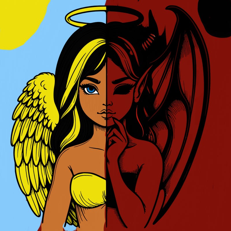 realistic angel half demon