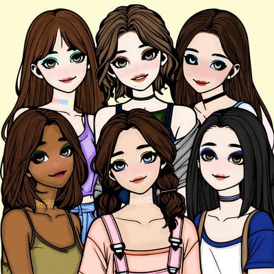a group of girls realistic