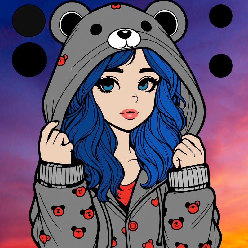 realistic girl in a animal pjs hoodie