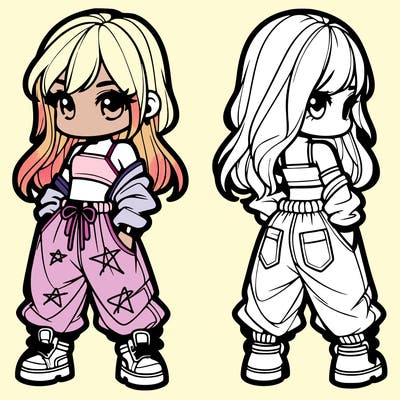 girl in crop top and baggy pants