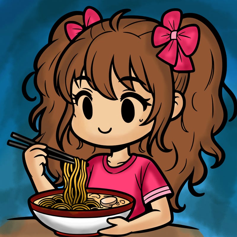 a girl eating ramen