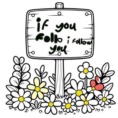 blank sign with flowers around it