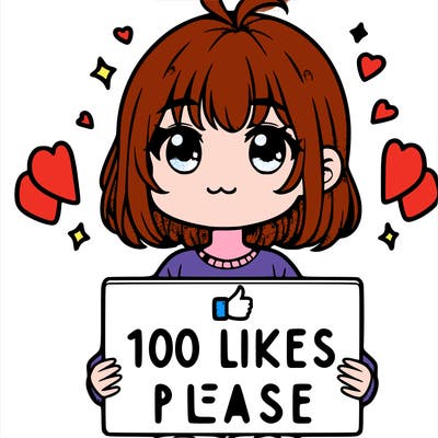 a cute girl holding 100 likes please  sign