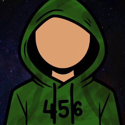 a person with non face waering a hoodie with a 456 symbol