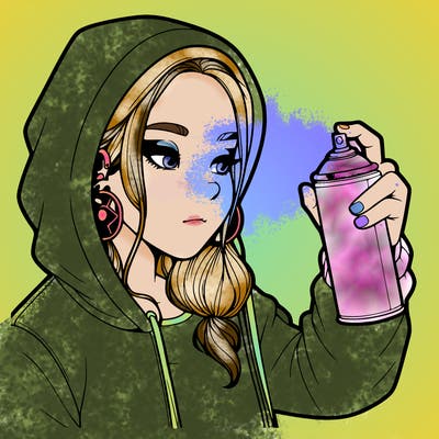 a realistic girl, spray painting