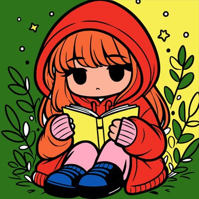 girl in oversized hoodie reading a book