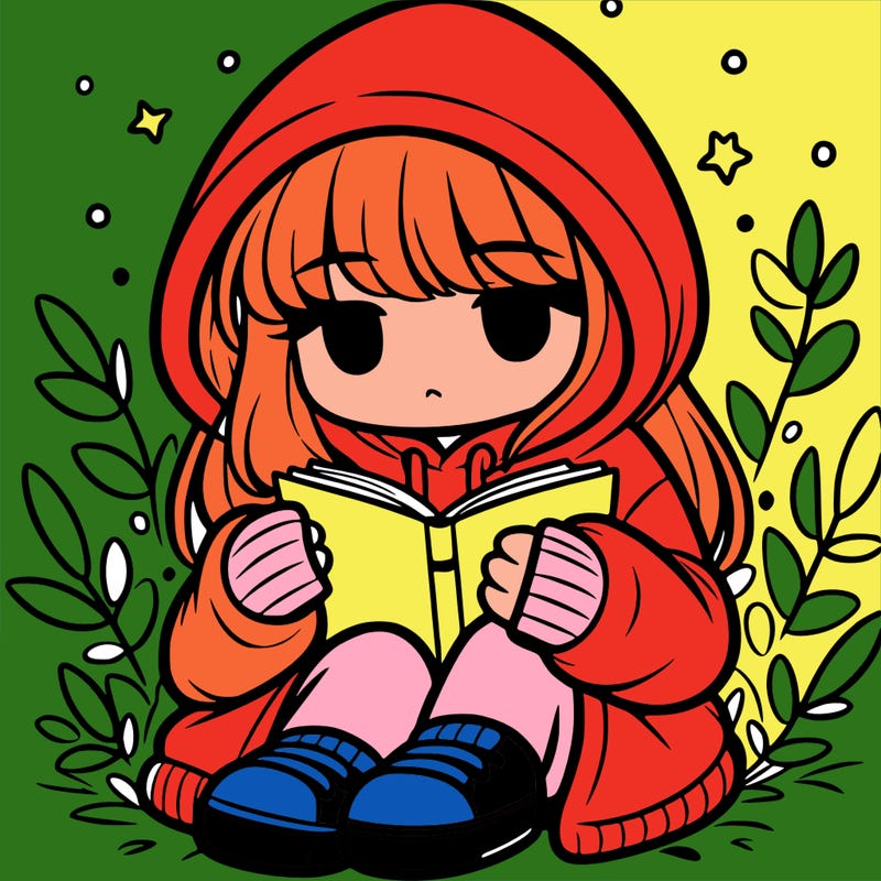 girl in oversized hoodie reading a book