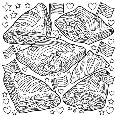 Get ready for a delightful coloring experience with these festive turnovers! This charming page combines delicious pastries with symbols of Pride, perfect for little hands to explore creativity and celebrate love.