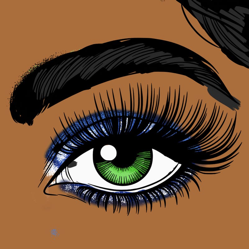 woman close up eye with long eyelashes