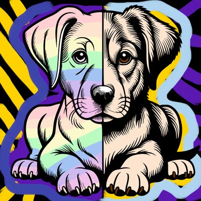 realistic dog split picture