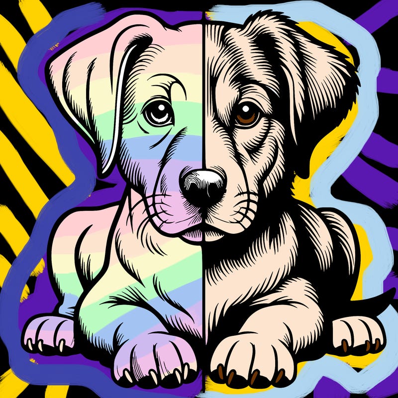 realistic dog split picture