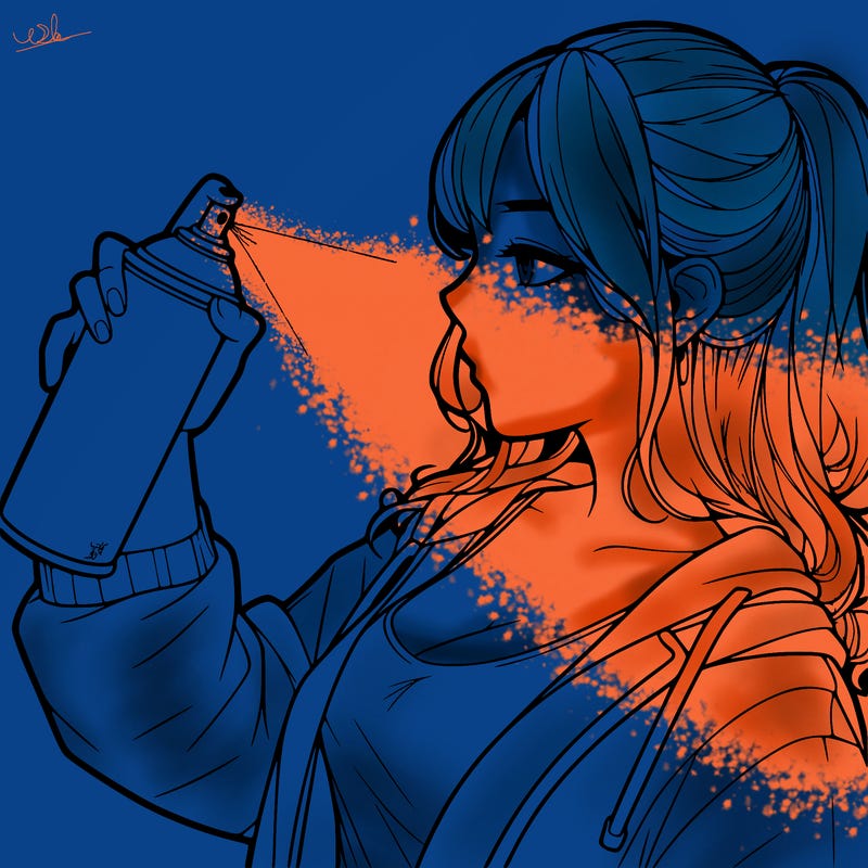 a realistic girl spray, painting