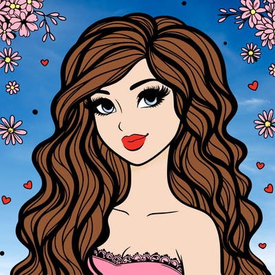 pretty woman with long wavy hair