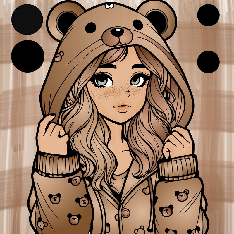 realistic girl in a animal pjs hoodie
