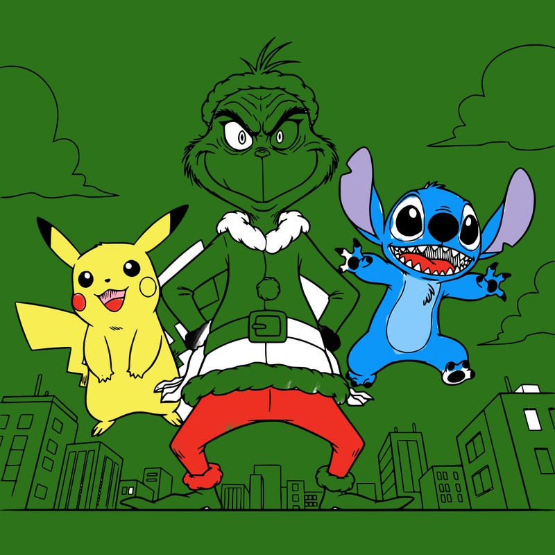 grinch pijachu et stitch .