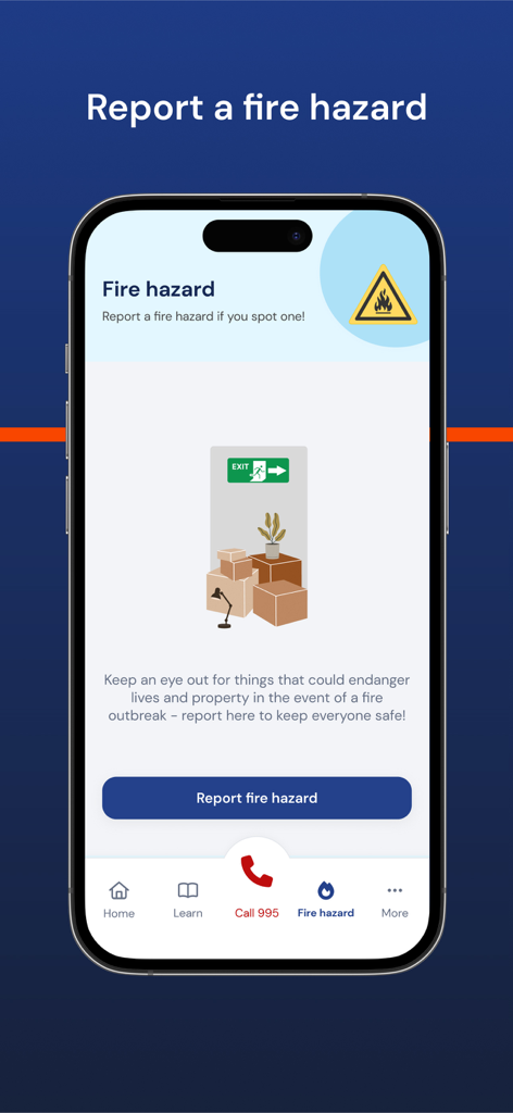 myResponder - myResponder app interface for reporting fire hazards and calling emergency services