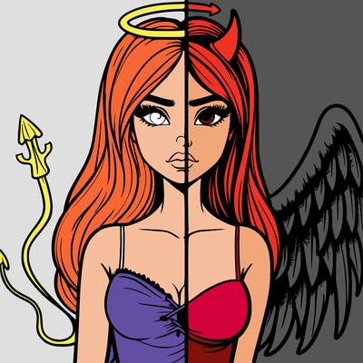 devil vs angel realistic girl