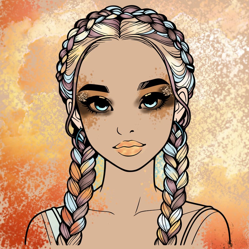 realistic girl with braids