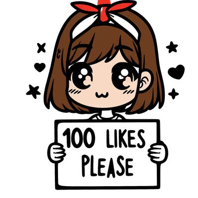 girl holding sign saying 100 likes please
