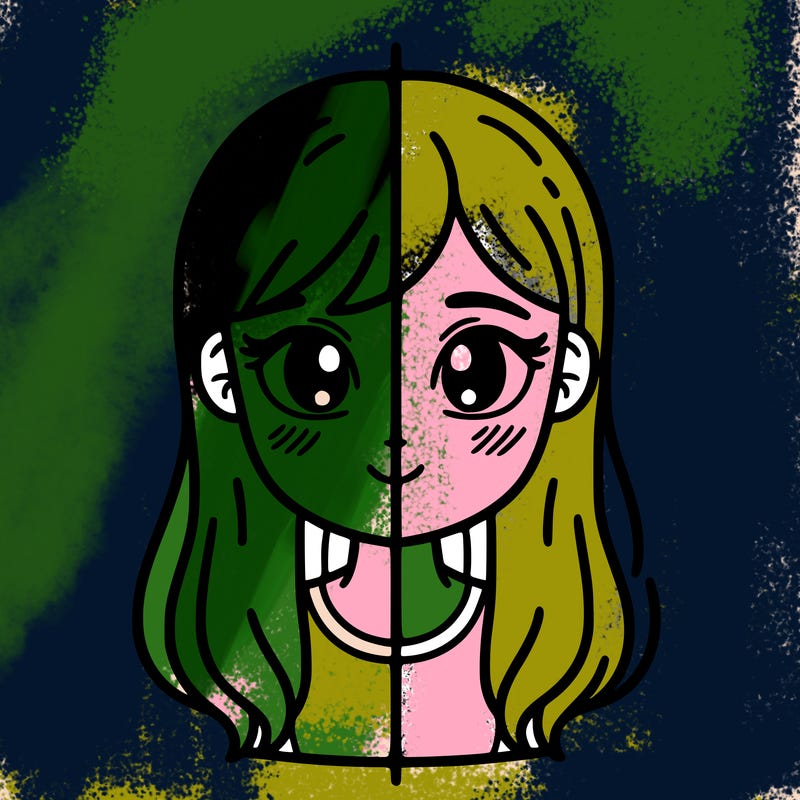 girl split on two sides