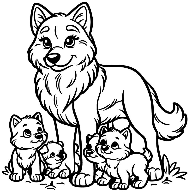 wolf with puppy’s