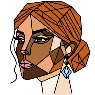 geometric art illustration of a woman's face