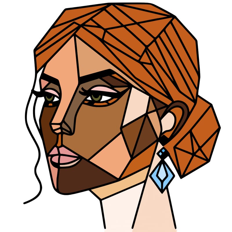 geometric art illustration of a woman's face