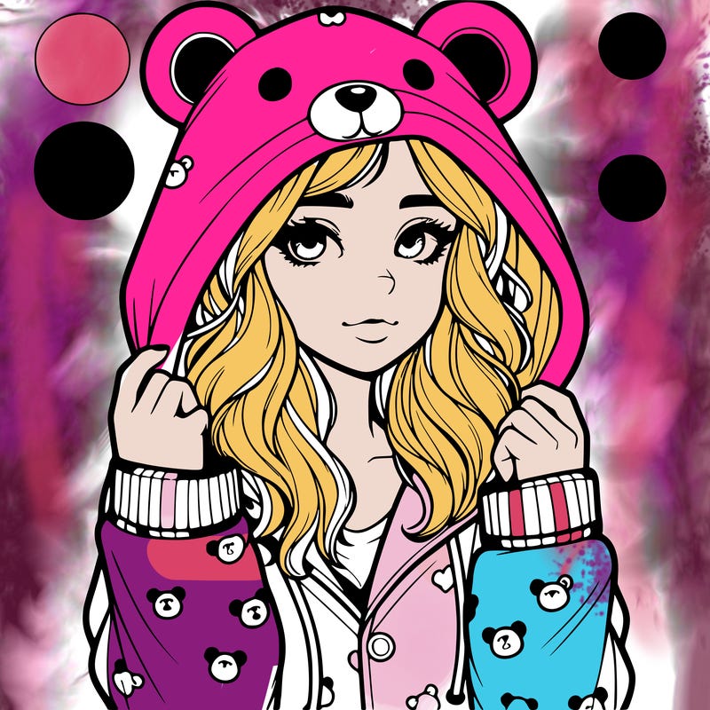 realistic girl in a animal pjs hoodie