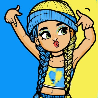 realistic teenage girl with braids and a beanie and crop top doing 🫶🏼