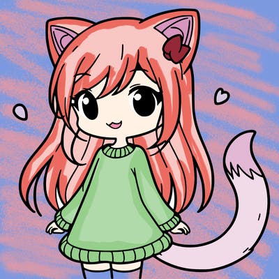 girl with cat ears and tail