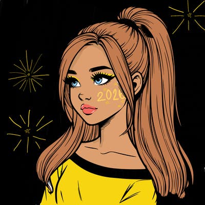 realistic girl with a high ponytail