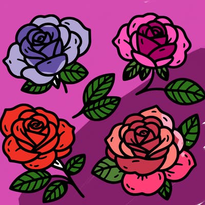 cute four pieces roses