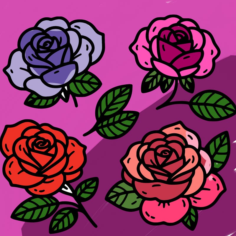 cute four pieces roses