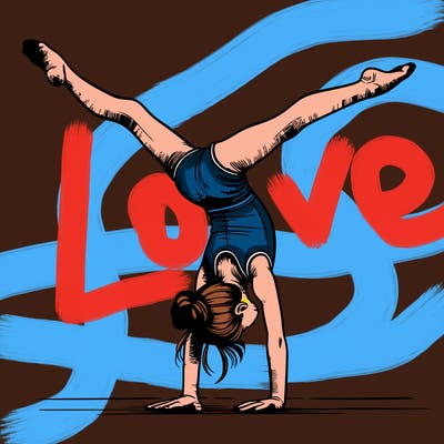 realistic gymnastic hand stand girl in four splits