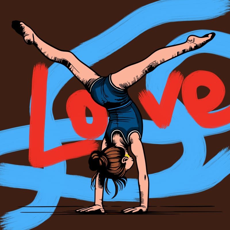 realistic gymnastic hand stand girl in four splits