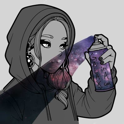 a realistic girl, spray painting