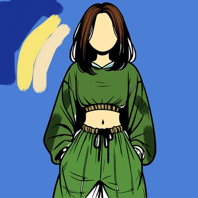 realistic girl faceless with baggy pants and a crop top