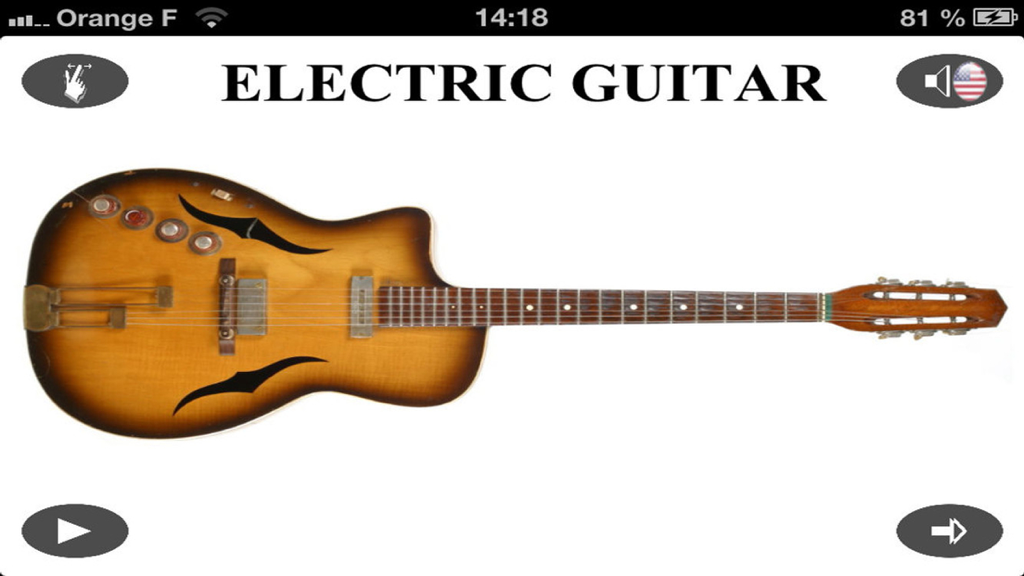 Instruments Free - Une carte mémoire numérique interactive d'une guitare électrique dans l'application musicale éducative gratuite Instruments pour enfants