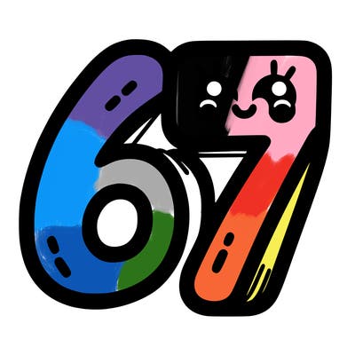 the numbers 67