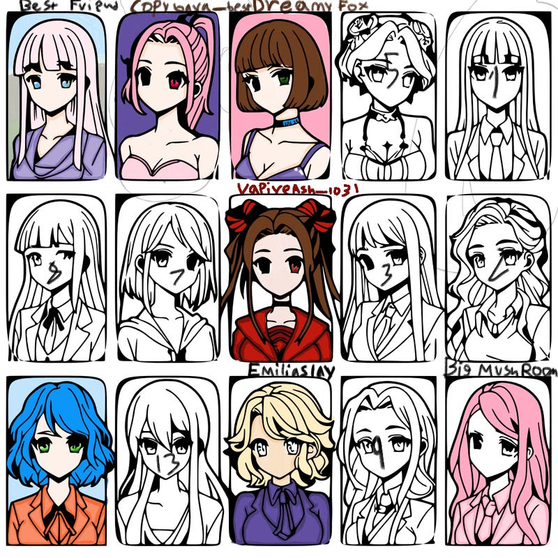 girls that look diffrent anime