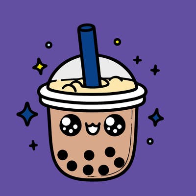 cute boba tea with a face