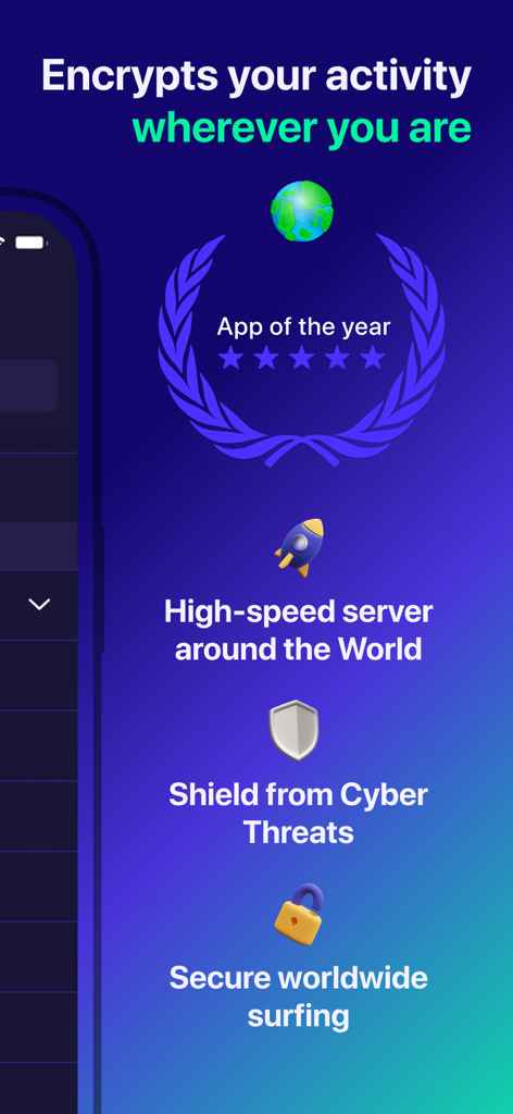 Good VPN app features highlighting secure browsing and high speed servers