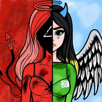 devil vs angel realistic girl