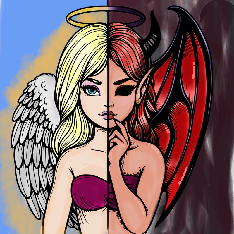 realistic angel half demon