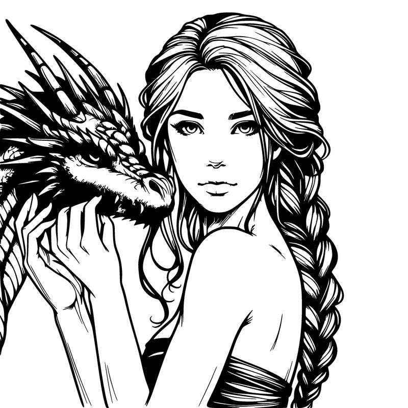 woman with dragon realistic