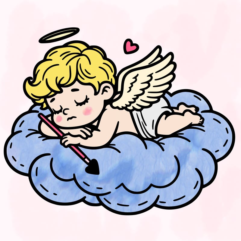 cupid asleep on a cloud
