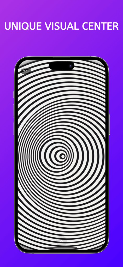 Rotation - Visual Effect - Pantalla de smartphone mostrando un patrón de espiral hipnótica en blanco y negro