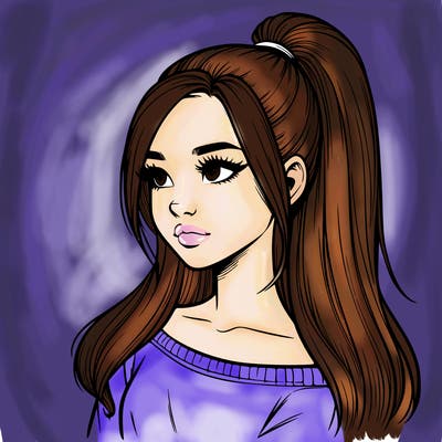 realistic girl with a high ponytail