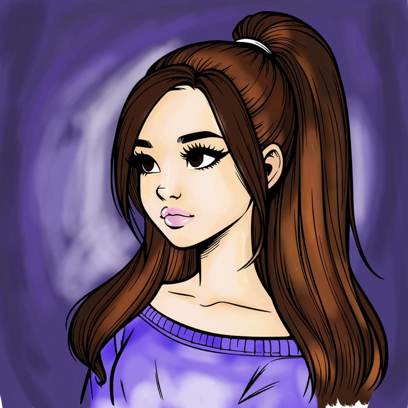 realistic girl with a high ponytail