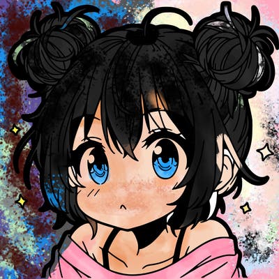 a manga girl with messy small buns